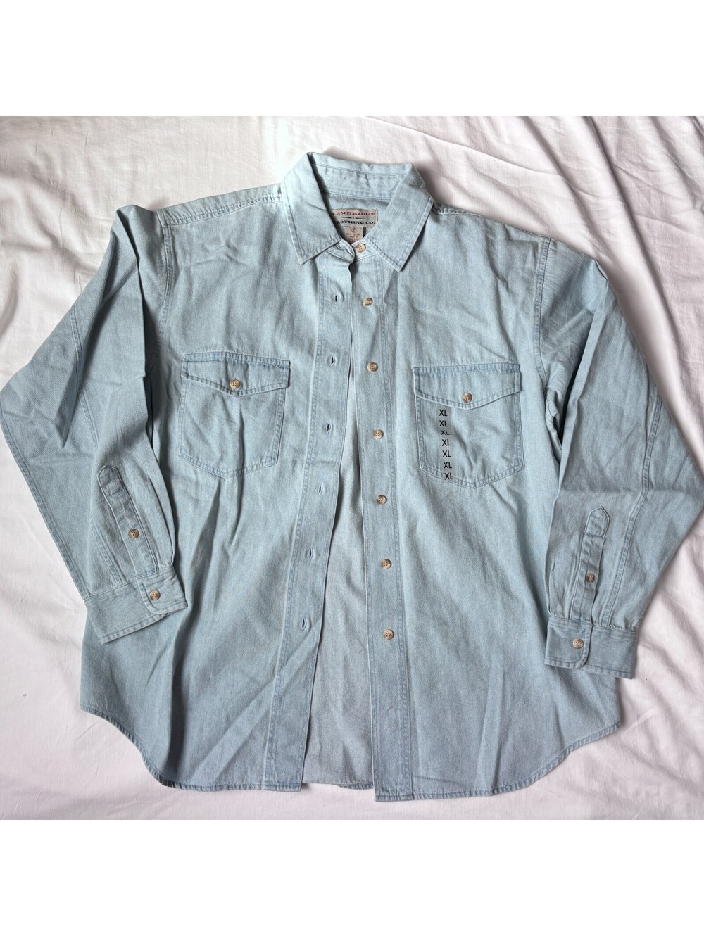 Cambridge Clothing Women's Button Up Shirt Size XL Blue Chambray Long Sleeve NWT